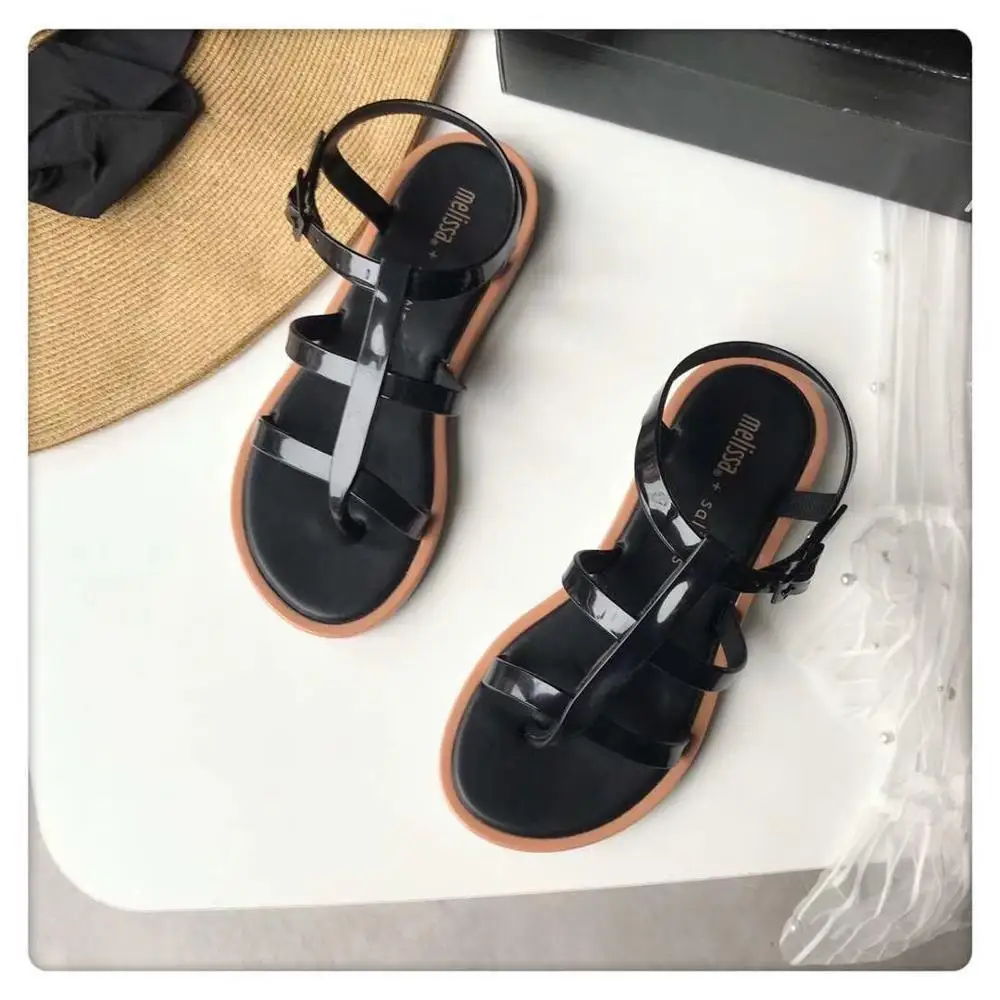 Новинка года; женские босоножки Melissa; бразильская женская обувь из прозрачного пластика; Женская Повседневная прозрачная обувь; женские сандалии Melissa - Цвет: Black no box