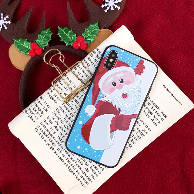 picture 1 white Для iphone X XS XR XS MAX, чехлы с Санта Клаусом, XSY& G, матовый Рождественский чехол для телефона, силиконовый чехол из ТПУ для iphone 6, 7, 6s, 8 Plus, Fundas Coque - Цвет: picture 1 white