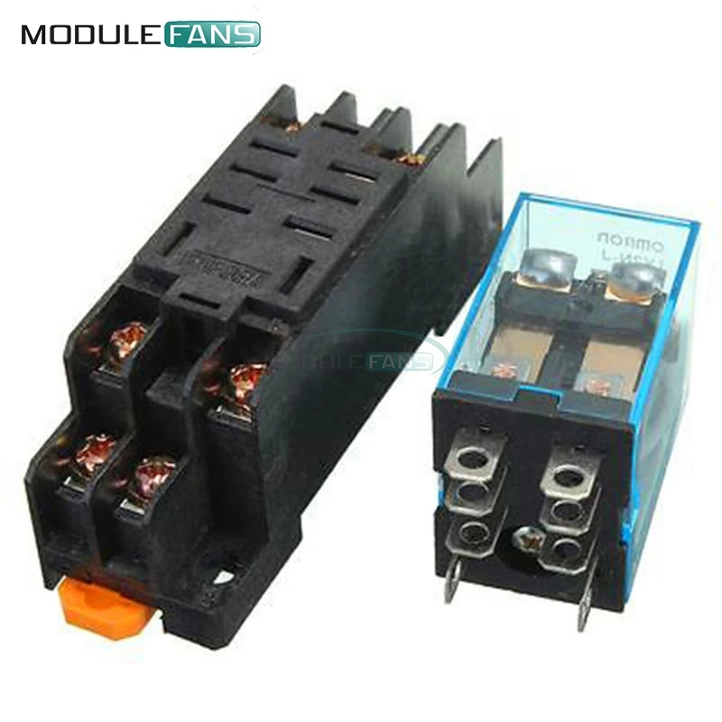 Катушка питания реле 12 В DC миниатюрное DPDT 8 Pins 10A 240VAC LY2 JQX 13F с PTF08A Socket Base|dc dc|base socketbase