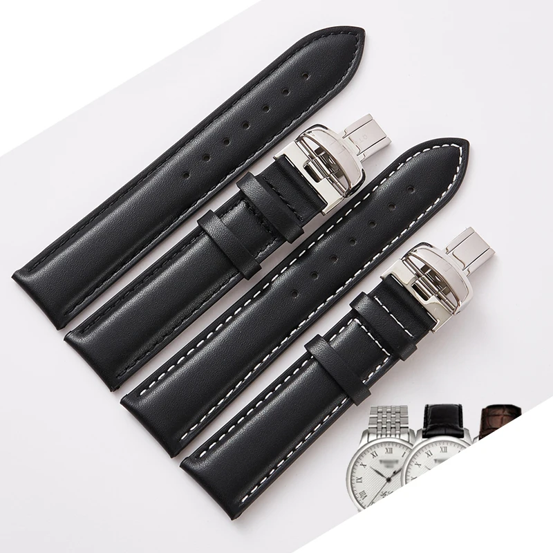 19mm Watchbands Genuine Leather 20mm Black Watch Accessories Bracelet Steel Buckle Band Strap for Tissot 1853 T095 | Наручные часы