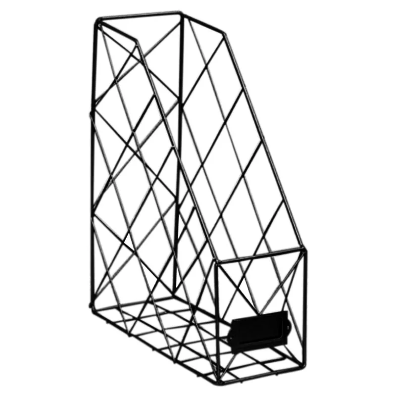 Black Nordic кованого железа хранения стойки desktop-файл книга коробка для хранения организатор офисные аналитическое исследование Спальня Творческий стеллаж - Цвет: Black