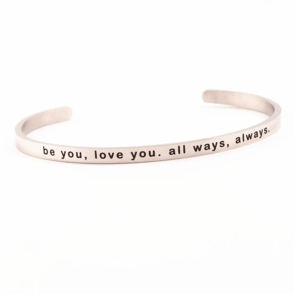BE YOU LOVE YOU ALL Браслет с мантрой из нержавеющей стали, вдохновляющие браслеты Prosecco queen, подарок для женщин - Окраска металла: BE YOU LOVE YOU ALL