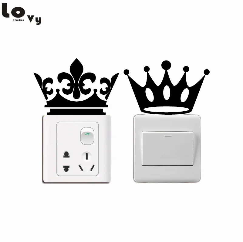 2 шт. Виниловая наклейка с переключателем коронок мультяшная Настенная Наклейка