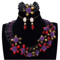 dudo jewelry black purple jewellery set african with red gold flowers women wedding jewelry sets free shipping nigerian bead