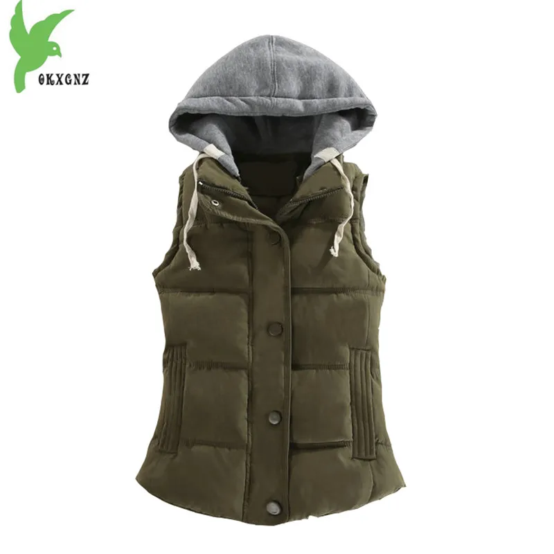 Новинка зимний женский жилет пальто однотонный хлопковый с капюшоном модные