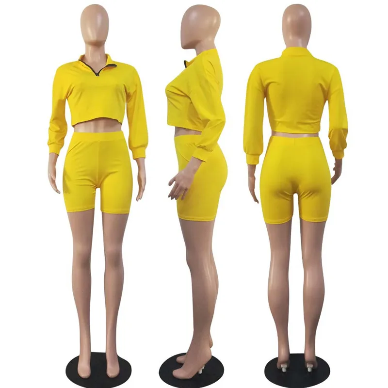 

Autumn Two Piece Set Summer Tracksuit Women Crop Top and Shorts Set Casual Sportwear 2 Piece Outfits for Women Sweat Suits