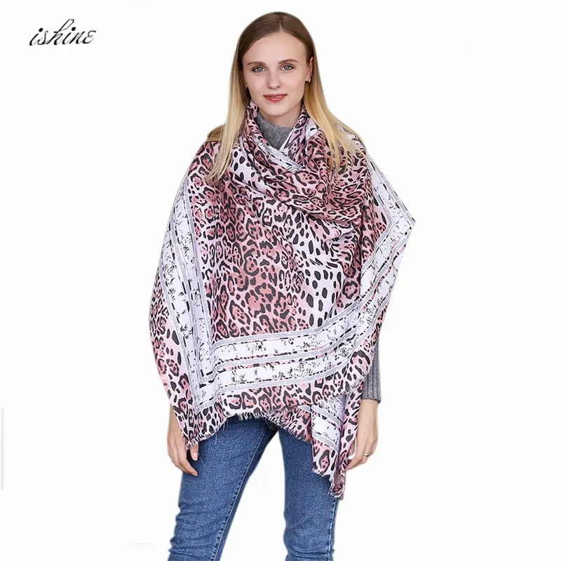 Модные женские шелковые шарфы с леопардовым принтом Для женщин шарф Новинка 2017