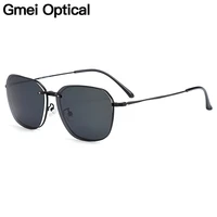 gmei optical men square titanium alloy glasses frame ultralight polarized clip on sunglasses women optical eyewear s9334