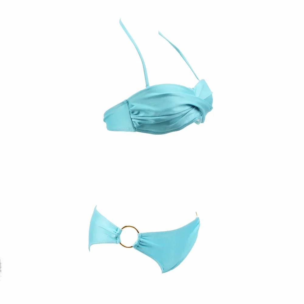 Металлические бикини с кольцами набор белые однотонные дешевые собрать вместе