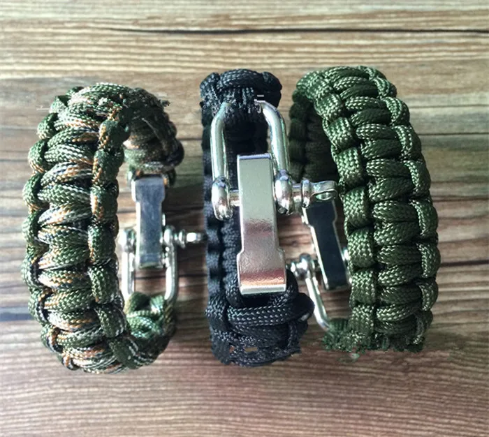 Мужской браслет для выживания на природе плетеный с парашютом и пряжкой