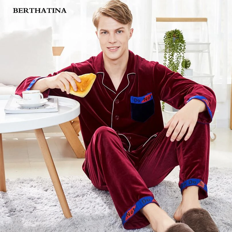 BERTHATINA новинка 2018 Мужская одежда для сна Осень-зима утепленные фланелевые Мужские