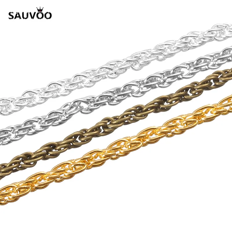 Цепочка SAUVOO 10 м/лот из металла шириной 3 мм с родиевым покрытием золотого