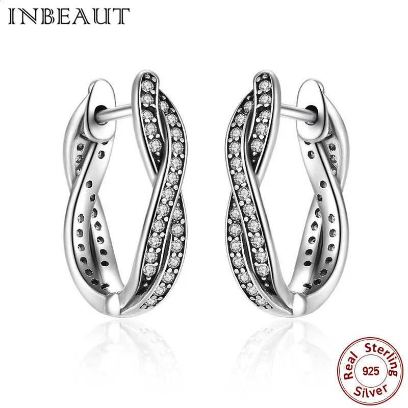 INBEAUT трендовые настоящие 925 пробы серебряные серьги принцессы Блестящий циркониевый камень cz серьги гвоздики для женщин Свадебные ювелирные изделия - Окраска металла: P465