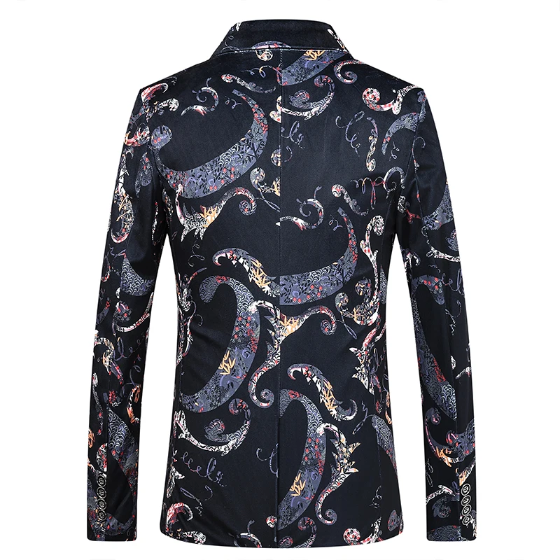 MOGU Men's Suit Blazer Two Button Floral Evening Wedding Festive Stylish Blazers for Men Stage Costumes Singers Slim Jacket