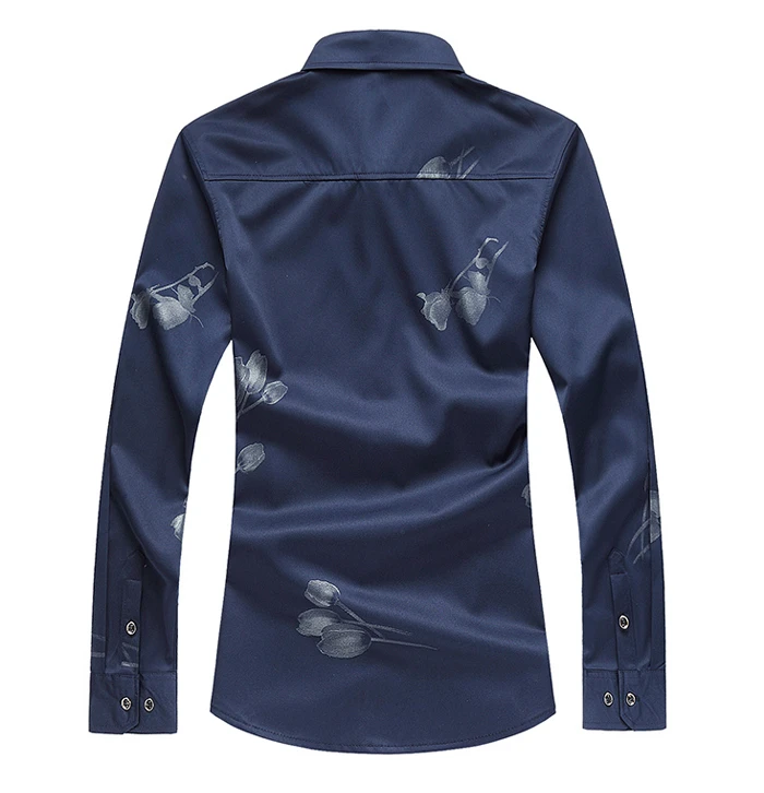3 Colors Autumn New Men's Casual Shirt Floral Print White Long Sleeve Shirt Male Brand Clothes Plus Size 5XL 6XL 7XL