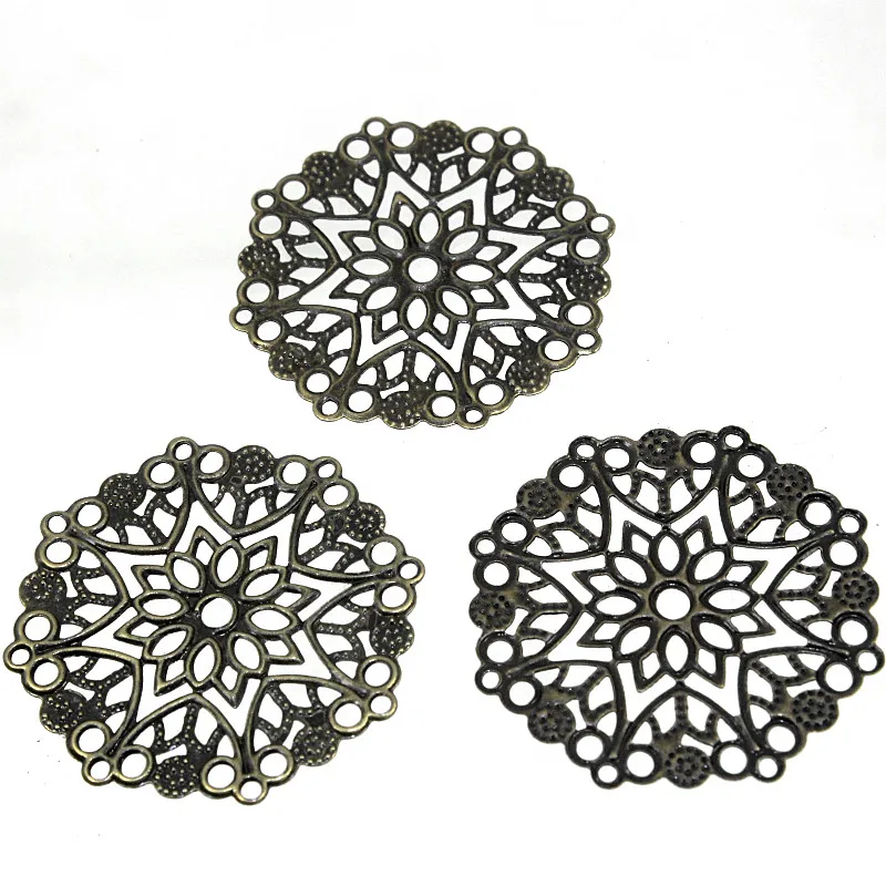 Винтажные прекрасные 30 шт бронзовые тон филигранные цветочные обертки разъемы