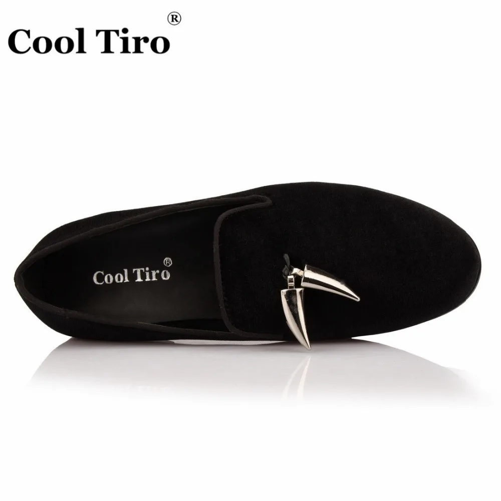 COOL TIRO/повседневные высококачественные черные бархатные Серебристые Лоферы
