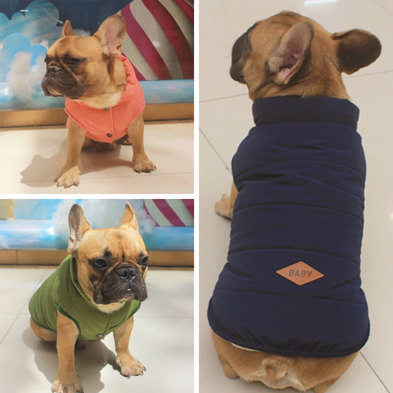 

Fashion French Bulldog Vest Jacket Autumn/Winter Warm Pet Dog Clothes for Dogs Soft Cotton Puppy Clothing Pug Coat Pets Apparels