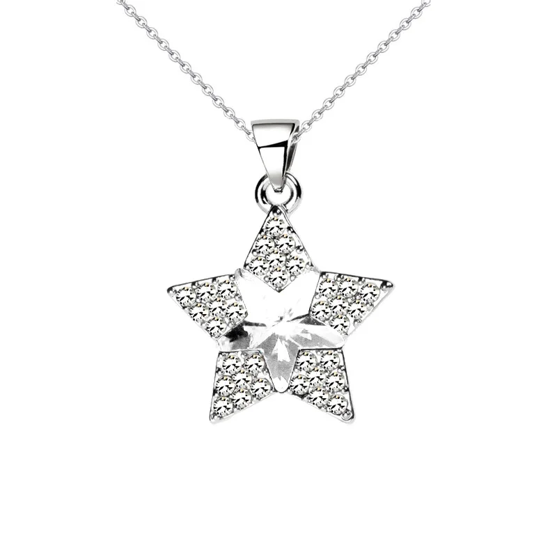 Elegant Full Crystal Star Shiny Zircon Short Chain Necklace Pendant | Украшения и аксессуары
