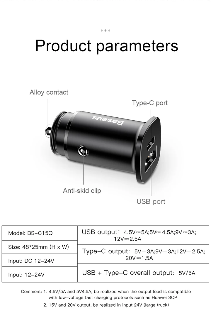 Baseus 30 Вт usb type C PD Быстрая зарядка 4,0 3,0 Автомобильное зарядное устройство для huawei Supercharge SCP зарядное устройство для мобильного телефона быстрое автомобильное зарядное устройство для телефона