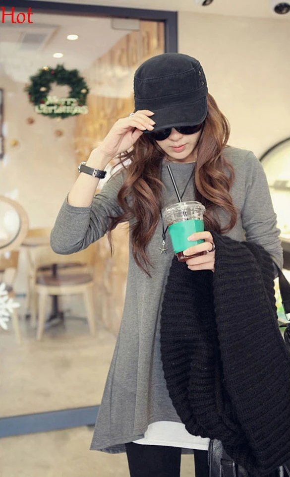 2017 Женская футболка Повседневная осенне-Весенняя женская модная туника с