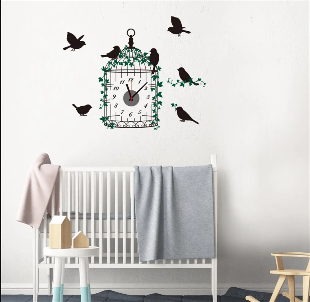 Birdcage Wall Clock Silent Children Living Room Bedroom Hanging Clocks Home Decoration A2177c | Дом и сад