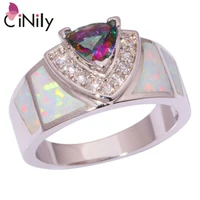 cinily created white fire opal mystic zircon cubic zirconia silver plated wholesale for women jewelry ring size 6 7 8 9 oj6387