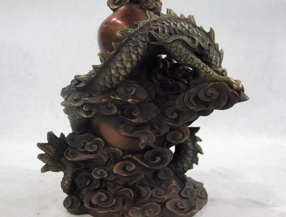 1449 8 Китай Королевский Дворец Медь Бронза Фэн-Шуй Дракон шпагат Бутылка Горшок