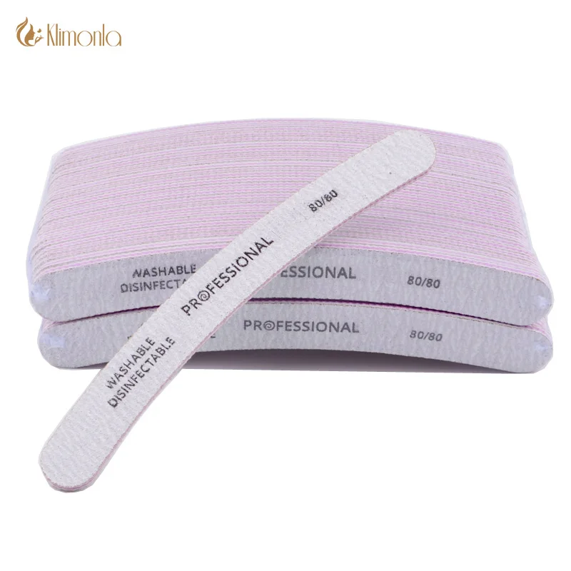 

50Pcs/Lot Curved Nail File Sanding 80/80 Grit Double-Side Nail Art Sanding Files Buffer Block Manicure Pedicure Gel File Tools