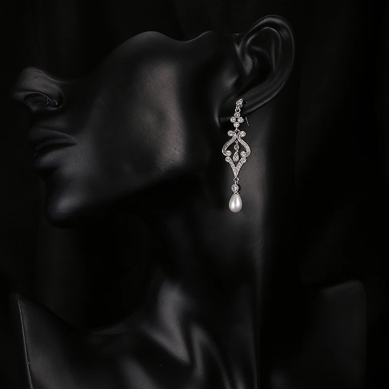 Модные свадебные длинные серьги Emmaya с имитацией жемчуга и фианитами Недорогие