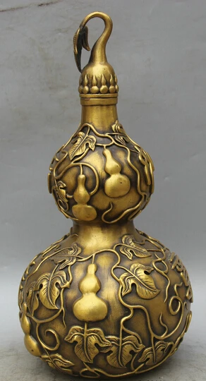 JP S0524 17&quot Chinese Copper Feng Shui Auspicious exorcise evil spirits calabash gourd | Дом и сад