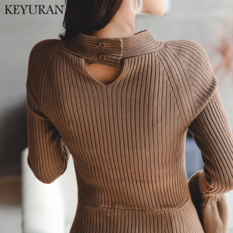 Теплое очаровательное женское платье-свитер 2019 новые осенние зимние Длинные