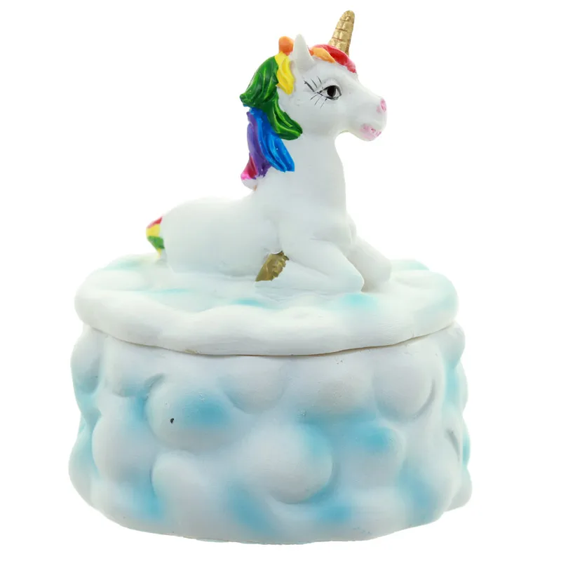 Collectible Rainbow Unicorn Cloud Trinket Box Fairy Horse Jewel Case Jewellery Keepsake with Fairytale Lid | Дом и сад