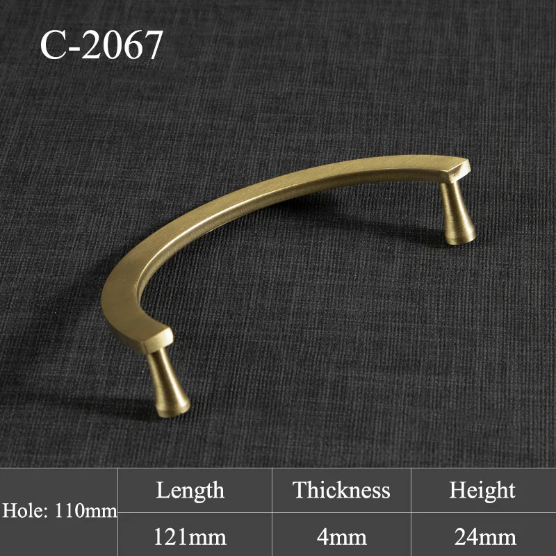 Semi-circular Brass Knob/Handle Chinese Style Cabinet/Bookcase Handles Drawer Pull Golden Furniture Handle - Цвет: C-2067-B-L-110