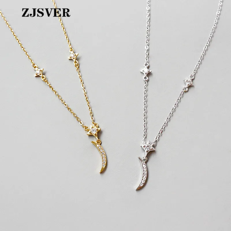 ZJSVER Fine Jewelry 925 пробы Серебряное ожерелье микро Набор Кристалл Подвеска Звезда