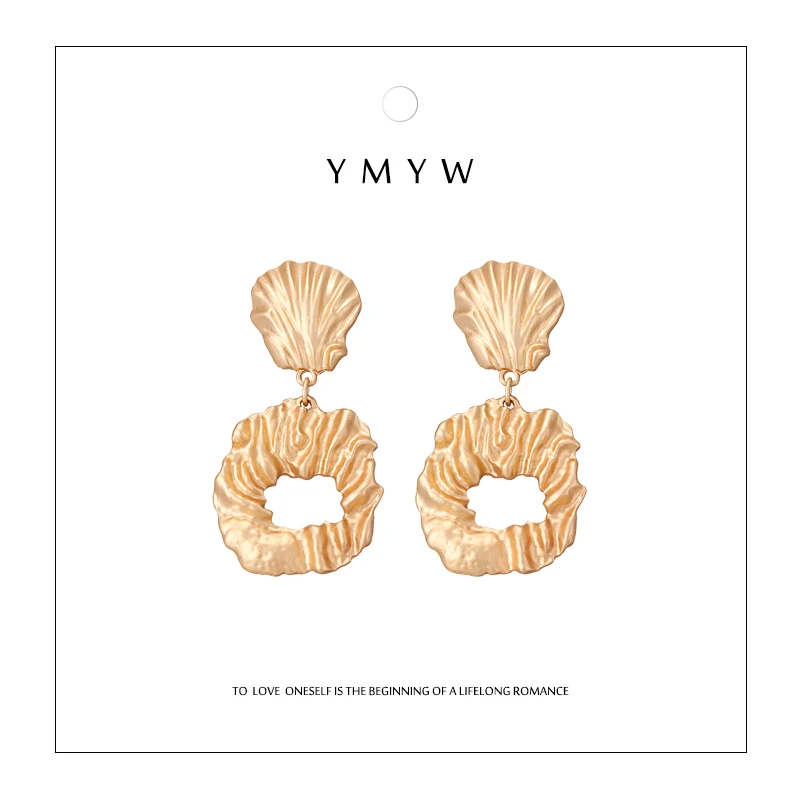 YMYW сплав цинка геометрические большие висячие серьги модный бренд золотые