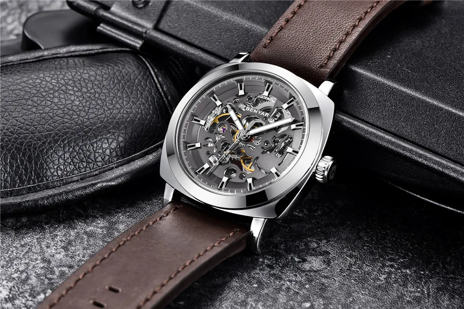 BENYAR мужские часы Reloj Hombre Топ бренд автоматические механические Водонепроницаемые кожаные спортивные часы для мужчин Relogio Masculino BY-5121M