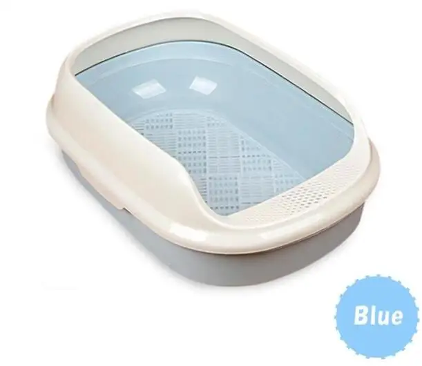 light blue Контейнер для кошачьего туалета, 2 или 3 слоя соснового туалета, полузакрытые антиразбрызгивающиеся кошачьи горшки, Кристальный песок/бентонит/тофу - Цвет: light blue