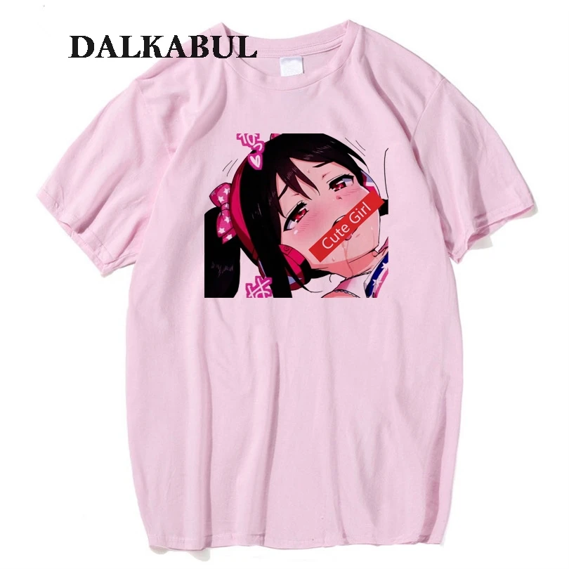 Мужская футболка с забавным принтом Ahegao удобные уличные топы для девочек