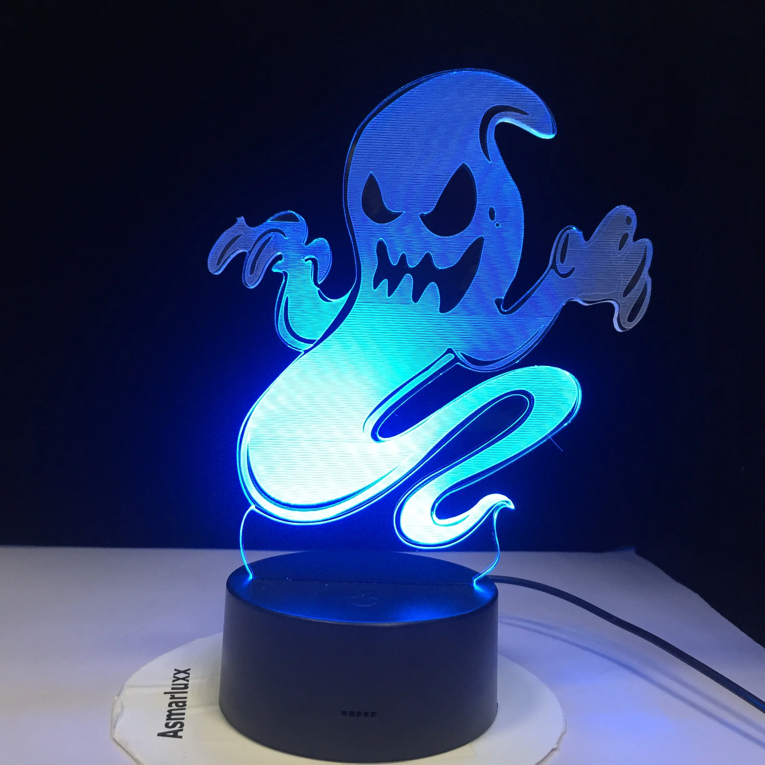 Светодиодный 3d светильник Ghost Smoke ночник для Хэллоуина с черепом акриловая