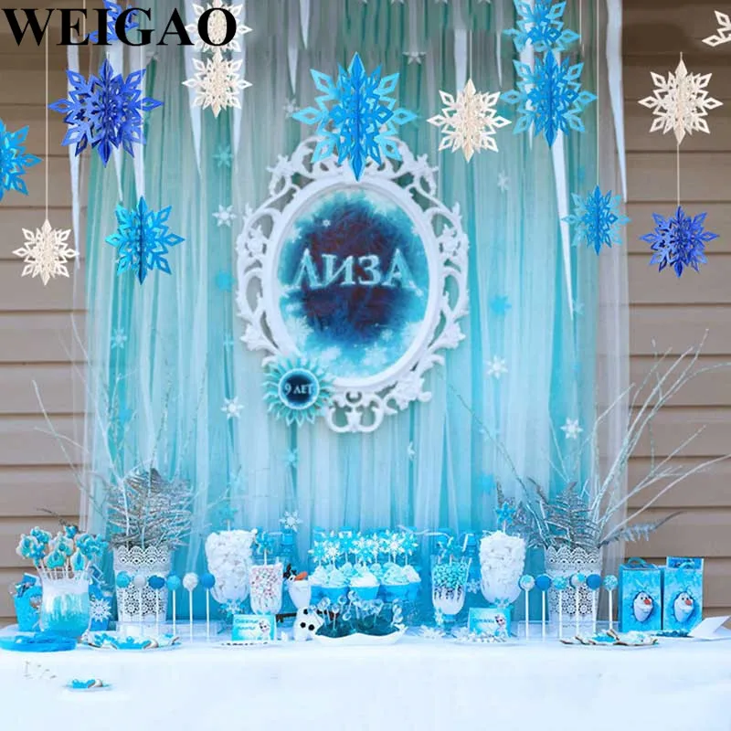 WEIGAO, 6 шт., 3D полые бумажные снежинки, Рождественское украшение, подвесные украшения на Рождество, Год, вечерние, замороженные товары