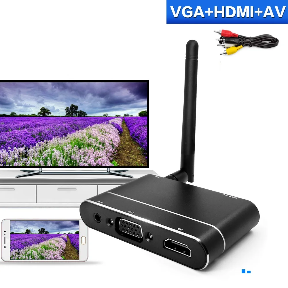 Беспроводной HD приемник X6W 1080P Wi Fi зеркальная коробка HDMI VGA AV выход Miracast Airplay