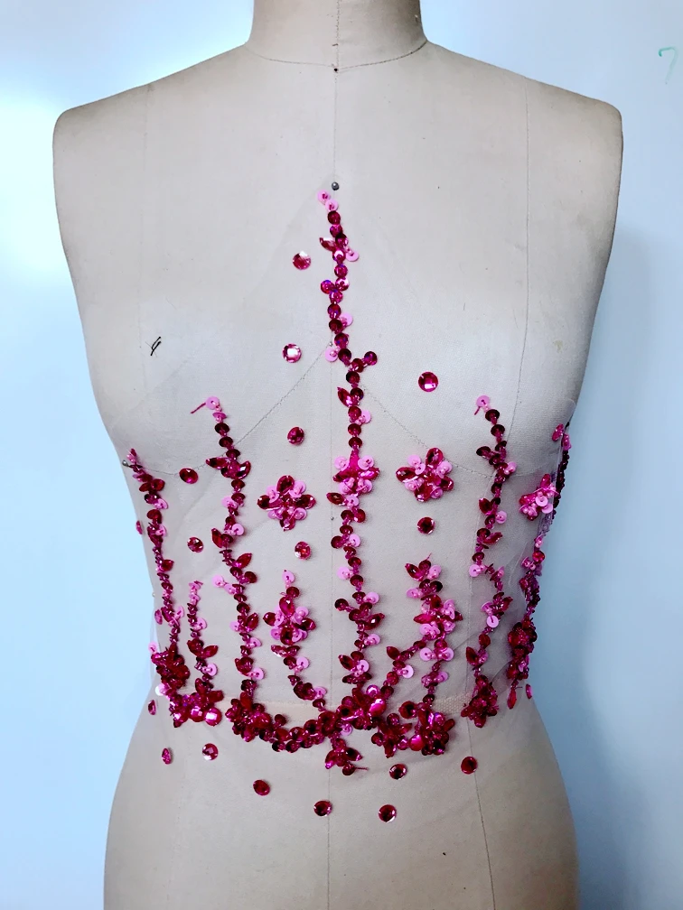 Ручная работа розовый пришить стразы аппликация кристаллы нашивки 32*31 см отделка