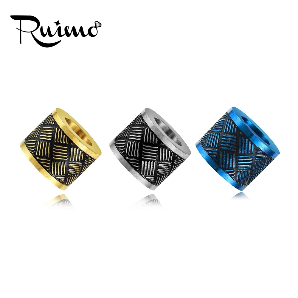 RUIMO 5 шт. Нержавеющая сталь раздельные бусины, установка круглого кожаного ремешка, 6 мм/8 мм Металлические с большими отверстиями покрытие Цвет бусины для изготовления ювелирных изделий