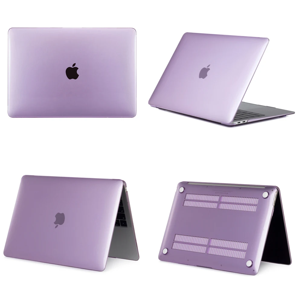 Фиолетовый Чехол для ноутбука Apple MacBook Air 13 A1369 A1466 Pro retina 11 12 13 15 Touch Bar для macbook New Air 13 A1932+ чехол для клавиатуры - Цвет: Фиолетовый