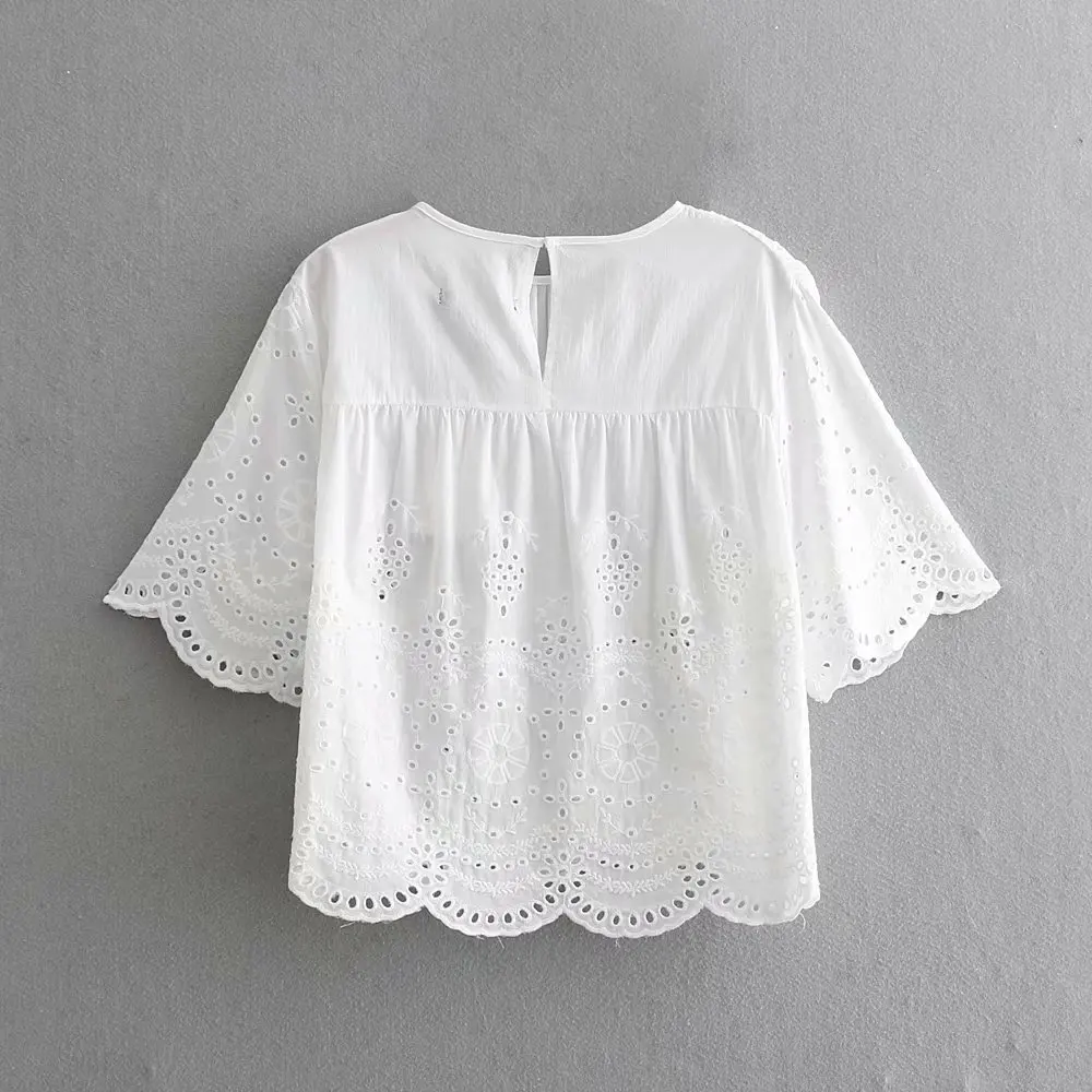 2019 новые женские милые Круглая горловина с полым каблуком Вышивка Повседневная