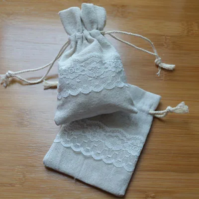 Кружевные льняные Подарочные мешки 9x12 см x 9 15 Упаковка из 50 вечерние конфетная