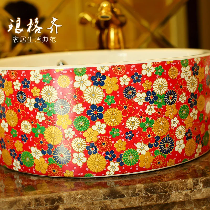New Product! National mail modern art platform basin wash - the overflow hole flower color |