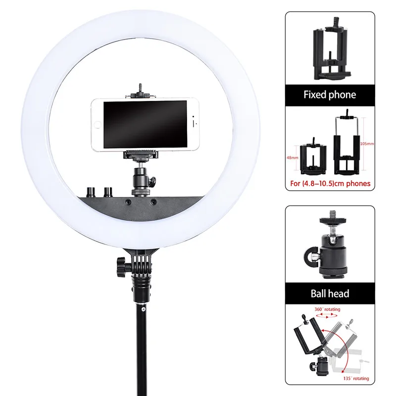 Fosoto 240 Led 14 дюймов фотографический светильник ing с регулируемой яркостью 3200-5600K камера фото студия телефон кольцевой светильник лампа и штатив Стенд пульт дистанционного управления