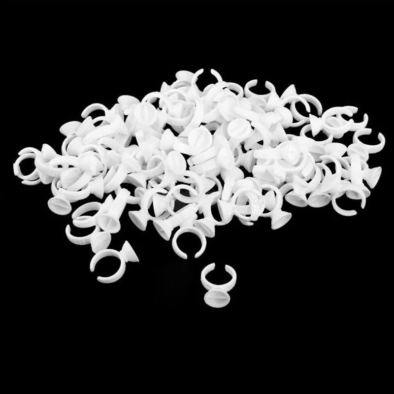 Small size 100 x Disposable Adhesive Eyelash Pallet Holder Set Glue Ring for Extension Tattoo Pigment | Красота и здоровье